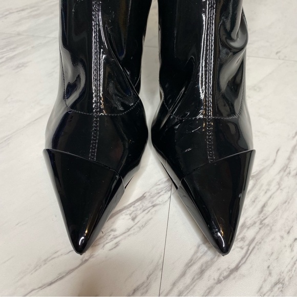 Schutz Pointy Toe Black Patent Heeled Bootie 6 1/2 B - Picture 14 of 16